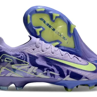 Nike chaussures de football violet vert Flyknit upper low-cut ajusté terrain ferme