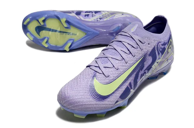 Nike أحذية كرة القدم أرجواني أخضر Flyknit أعلى منخفضة مناسبة أرض صلبة 3