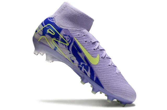 Nike Purple Green High-Cut Sock-Fit Upper Knit Construction Firm-Ground Soccer Shoes 2