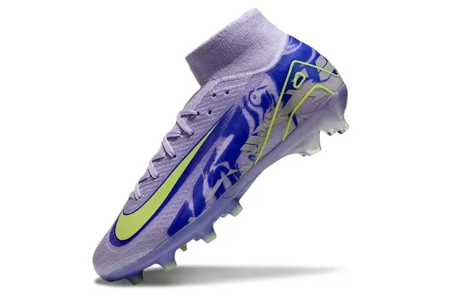 Nike Purple Green High-Cut Sock-Fit Upper Knit Construction Firm-Ground Soccer Shoes 3