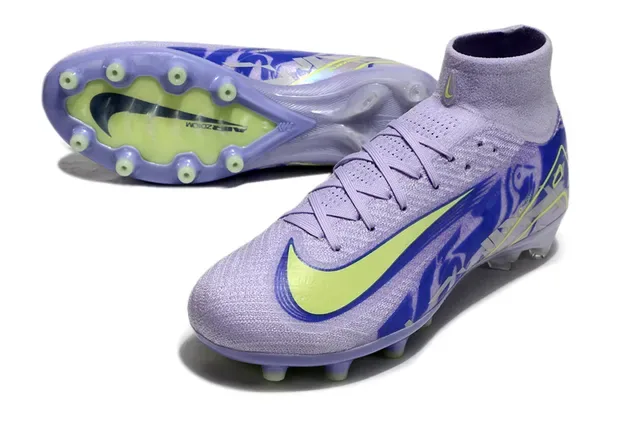 Nike Purple Green High-Cut Sock-Fit Upper Knit Construction Firm-Ground Soccer Shoes 4
