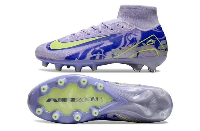 Nike Purple Green High-Cut Sock-Fit Upper Knit Construction Firm-Ground Soccer Shoes 6