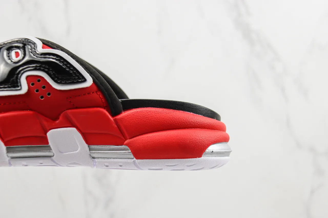 Nike Red Black Bold AIR Logo Appliqué Perforated Synthetic Upper Slippers 7