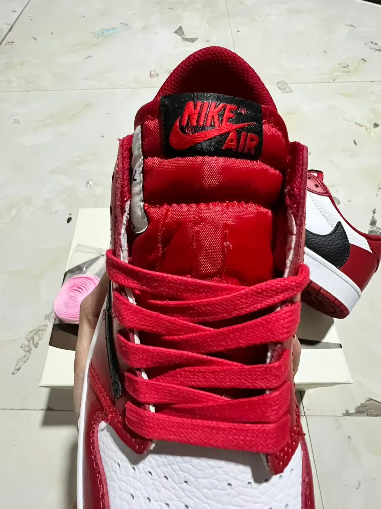 Nike Red White Low-Top Leather-Paneled Lifestyle Sneakers 4