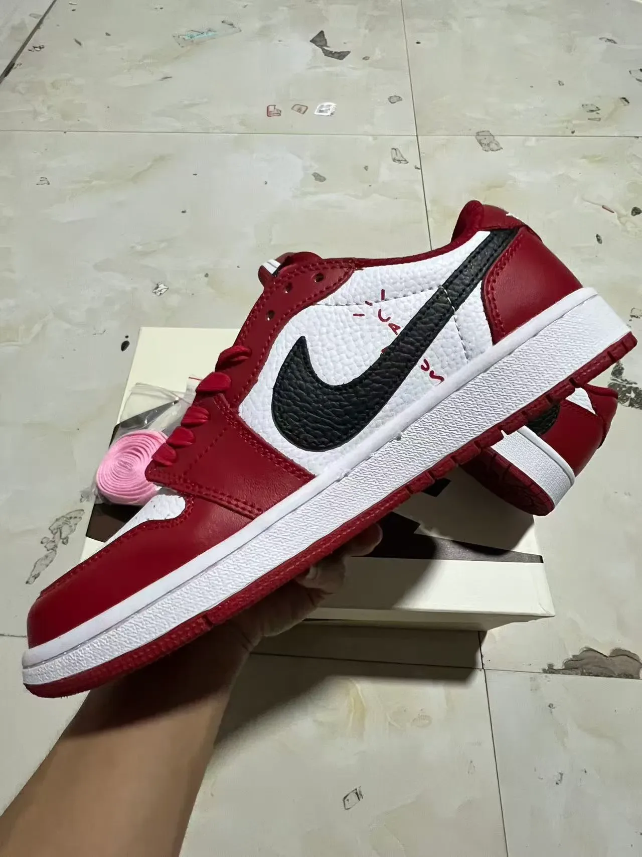 Nike Red White Low-Top Leather-Paneled Lifestyle Sneakers 5
