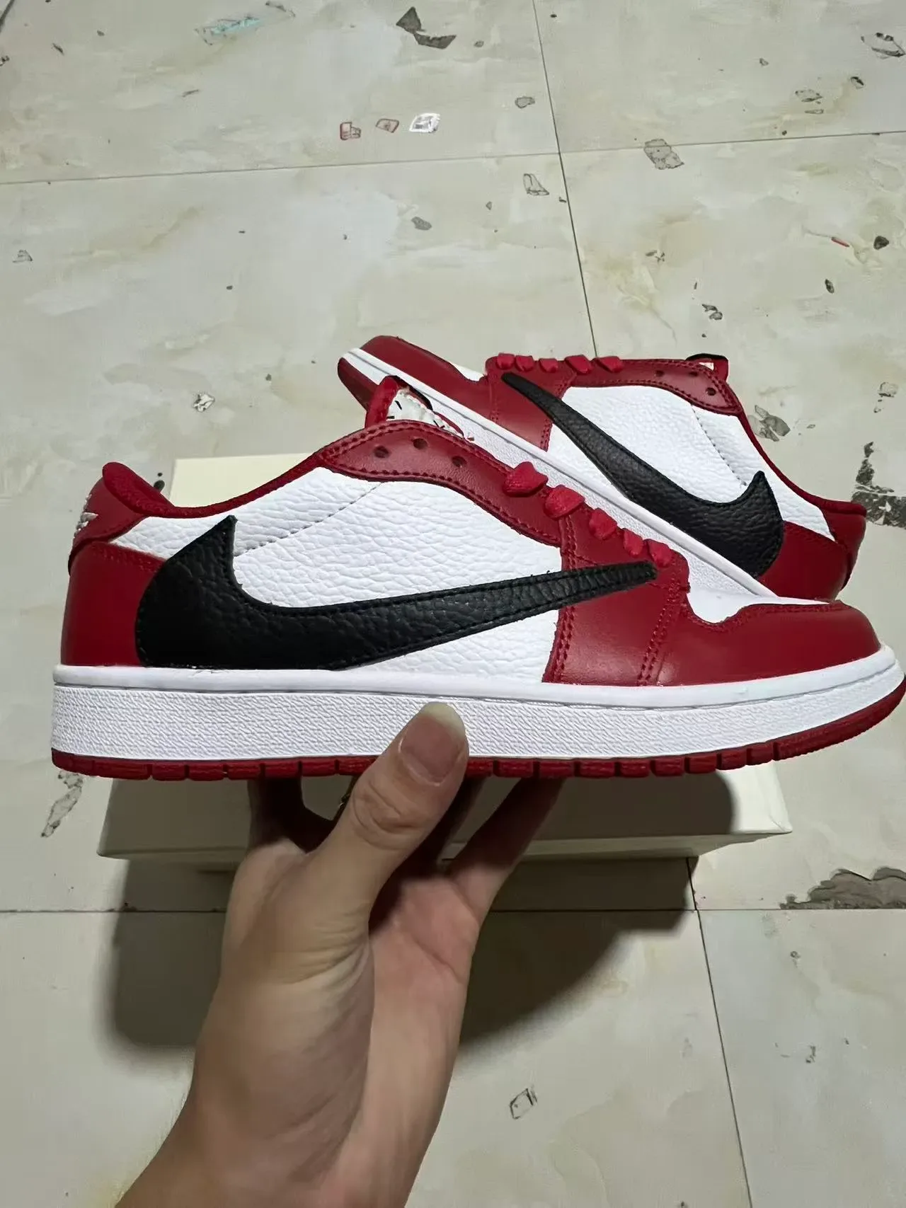 Nike Red White Low-Top Leather-Paneled Lifestyle Sneakers 7