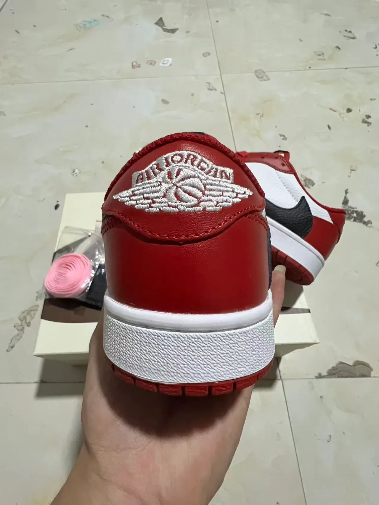 Nike Red White Low-Top Leather-Paneled Lifestyle Sneakers 8