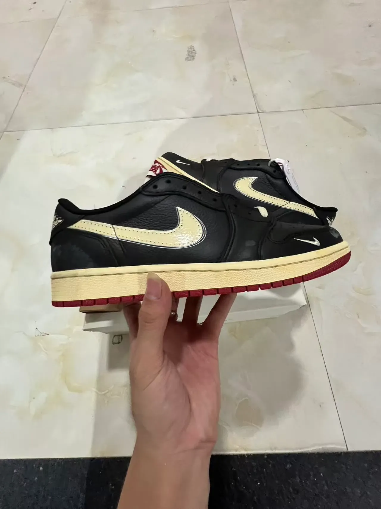 Nike SB Dunk Low Black Cream Red Lifestyle Sneakers 7