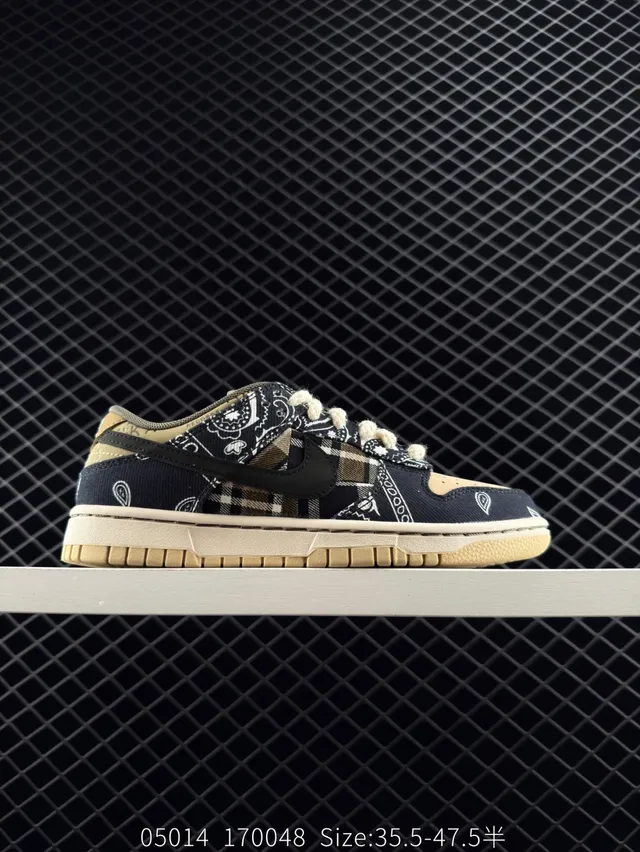Nike SB Dunk Low 海军米色班达纳格子滑板鞋 6