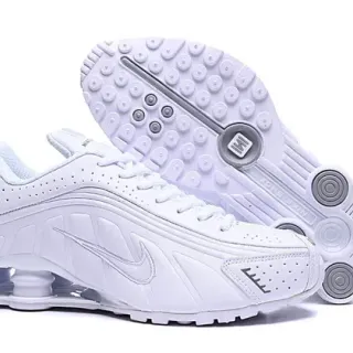 Nike Shox NZ أبيض رمادي عمود وسادة الكعب منثور علوي اصطناعي حذاء رياضي أسلوب حياة