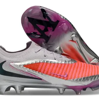 Nike Argent Rose Coupe-Basse Tricot Supérieur Superposition Asymétrique Terrain Firme Chaussures de Football
