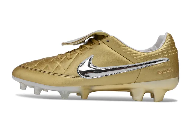 Nike Tiempo Legend Dourado Metálico Solo Firme Sapatos de futebol 6