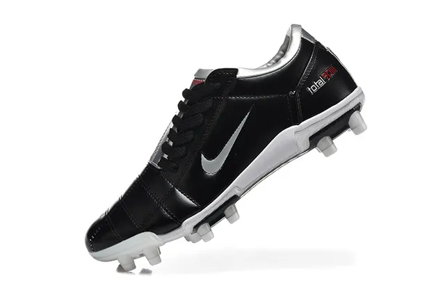 Nike Total 90 III Preto Branco Prata Firm-Ground Sapatos de Futebol 4