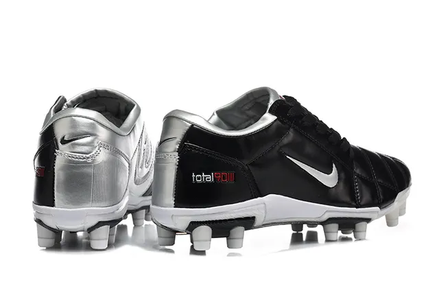 Nike Total 90 III Preto Branco Prata Firm-Ground Sapatos de Futebol 5