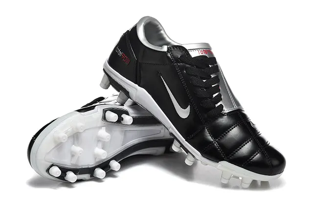 Nike Total 90 III Preto Branco Prata Firm-Ground Sapatos de Futebol 7