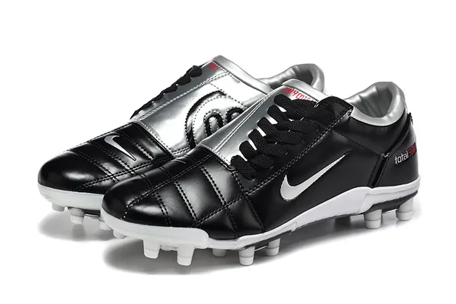 Nike Total 90 III Preto Branco Prata Firm-Ground Sapatos de Futebol 8
