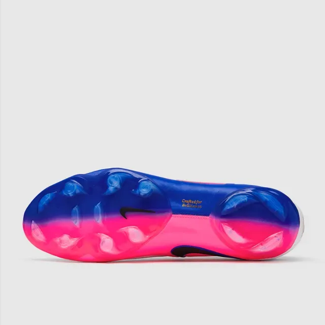 Nike أبيض أزرق أعلى اصطناعي مموج أربطة غير متماثلة أرض صلبة أحذية كرة القدم 11