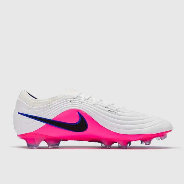Nike أبيض أزرق أعلى اصطناعي مموج أربطة غير متماثلة أرض صلبة أحذية كرة القدم 14