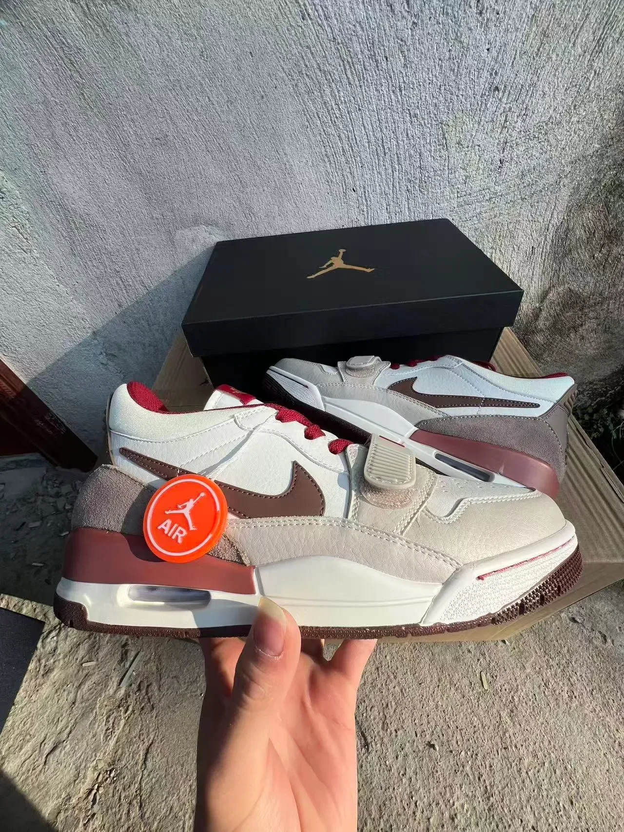 Nike blanc marron chaussures lifestyle cuir et daim en couches unité d'amorti air visible 7