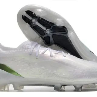 Nike Sapatos de futebol brancos e verdes Low-Cut Knit Upper Iridescent Finish Firm-Ground