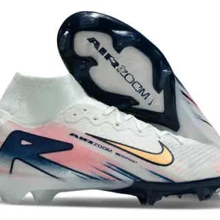 Nike Sapatos de futebol branco e navy high-cut com gola de meias gráfico gradient overlay para terreno firme