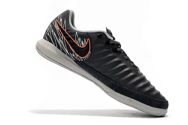 Nike Sapato Branco Laranja Low-Top Couro Sintético Superior Futebol Indoor 3