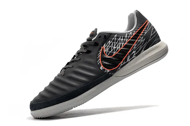 Nike Sapato Branco Laranja Low-Top Couro Sintético Superior Futebol Indoor 4
