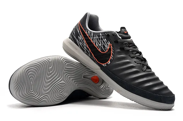 Nike Sapato Branco Laranja Low-Top Couro Sintético Superior Futebol Indoor 5