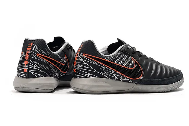 Nike Sapato Branco Laranja Low-Top Couro Sintético Superior Futebol Indoor 7