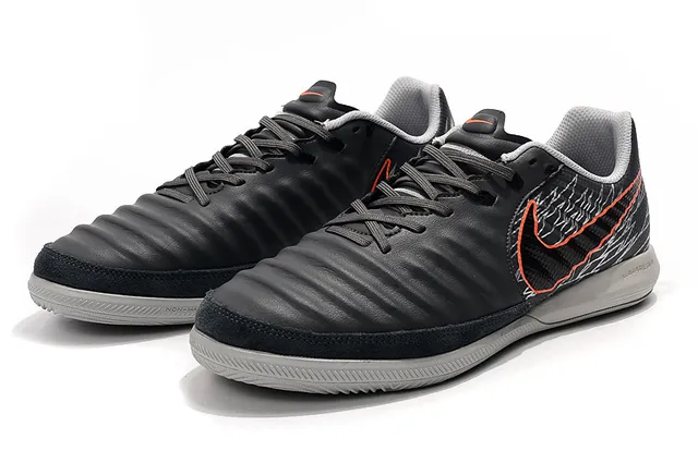 Nike Sapato Branco Laranja Low-Top Couro Sintético Superior Futebol Indoor 8