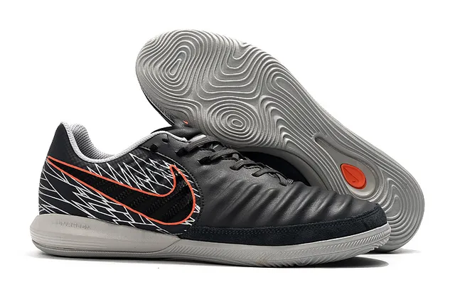 Nike Sapato Branco Laranja Low-Top Couro Sintético Superior Futebol Indoor 9