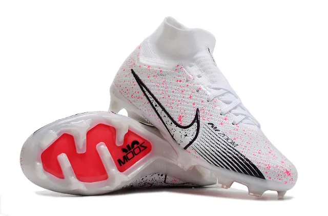 Nike সাদা গোলাপি High-Cut Flyknit কলার Speckle Print Firm-Ground সকার শোজ 2