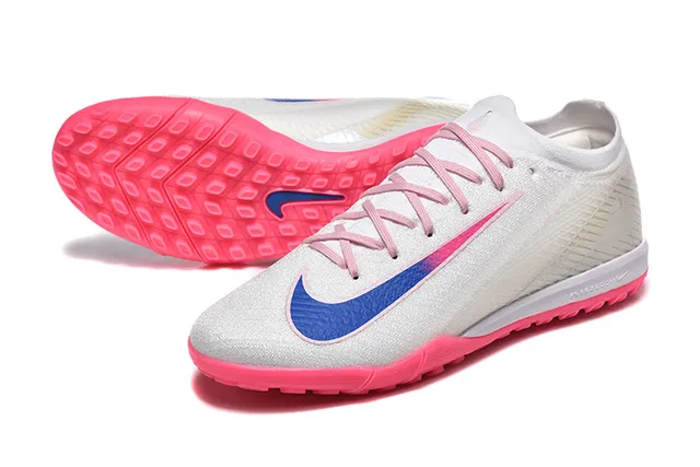 Nike أحذية كرة القدم تورف أبيض وردي أعلى منسوجة low-cut silhouette 6