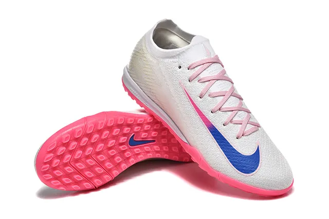 Nike أحذية كرة القدم تورف أبيض وردي أعلى منسوجة low-cut silhouette 7