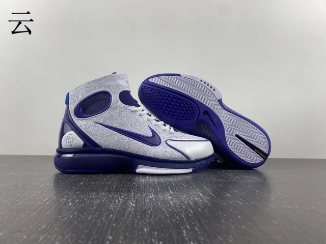 Nike White Purple High-Top Patterned Upper Basketball Shoes 2