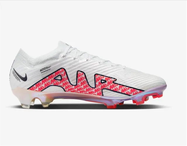 Nike White Red Knit Upper Iridescent Sole Artificial-Grass Soccer Shoes 5