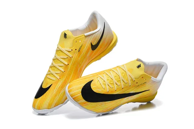 Nike Amarelo Preto Low-Cut Sintético Flyweave Superior Gramado Sapatos de Futebol 3