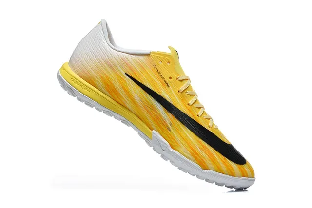 Nike Amarelo Preto Low-Cut Sintético Flyweave Superior Gramado Sapatos de Futebol 4