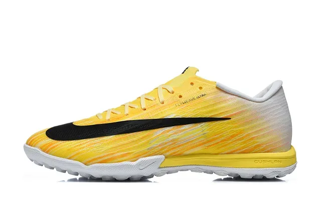 Nike Amarelo Preto Low-Cut Sintético Flyweave Superior Gramado Sapatos de Futebol 6