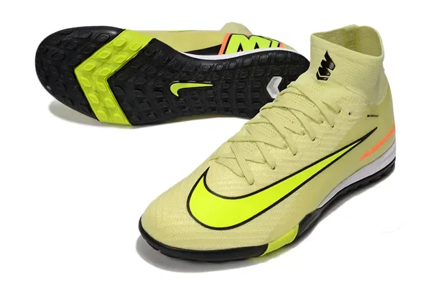 Nike Jaune Vert Flyknit Upper High-Cut Collar Turf Chaussures de football 3