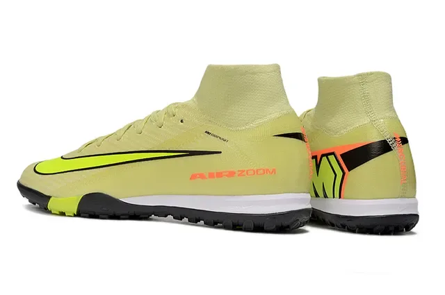 Nike Jaune Vert Flyknit Upper High-Cut Collar Turf Chaussures de football 4