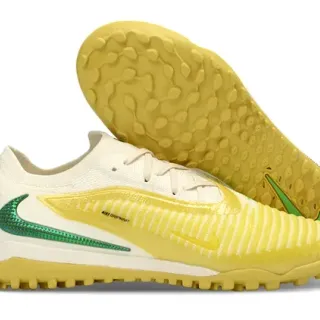 Nike Amarelo e Verde Gripknit Upper Ribbed Midfoot Cage Turf Tênis de Futebol