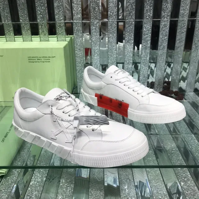 Off-White Arrow Low Top أبيض أحمر نمط حياة صناعي أحذية رياضية 8
