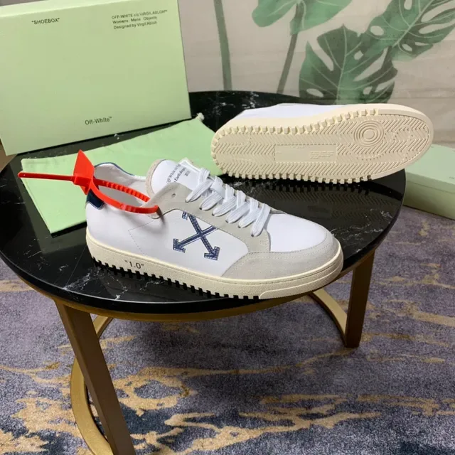Off-White Beige Blue Zapatillas Lifestyle de Ante y Cuero Paneladas de Bajo 7