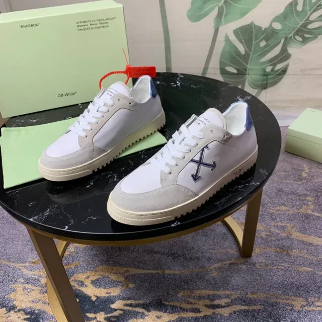 Off-White Beige Blue Zapatillas Lifestyle de Ante y Cuero Paneladas de Bajo 8