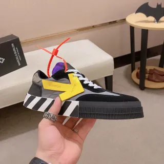 Off-White Black Gray Industrial-Inspired Diagonal Striped Midsole Lifestyle Sneakers