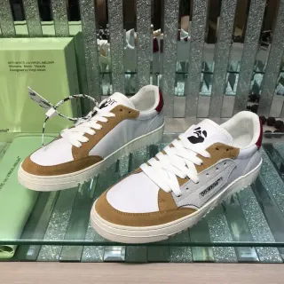 Off-White Brown Industrial Design Mixed-Material Upper Lifestyle Sneakers