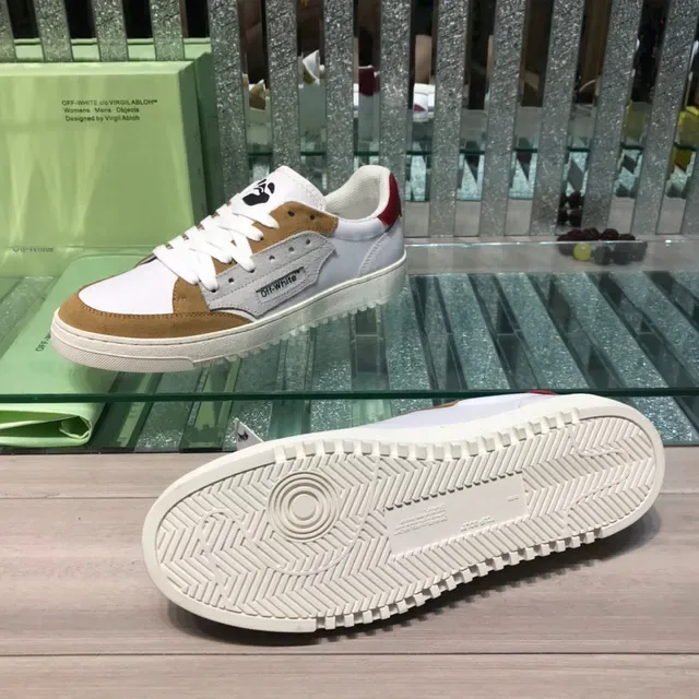 Off-White Brown Industrial Design Mixed-Material Upper Lifestyle Sneakers 2