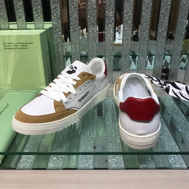 Off-White Brown Industrial Design Mixed-Material Upper Lifestyle Sneakers 4