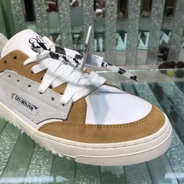 Off-White Brown Industrial Design Mixed-Material Upper Lifestyle Sneakers 6